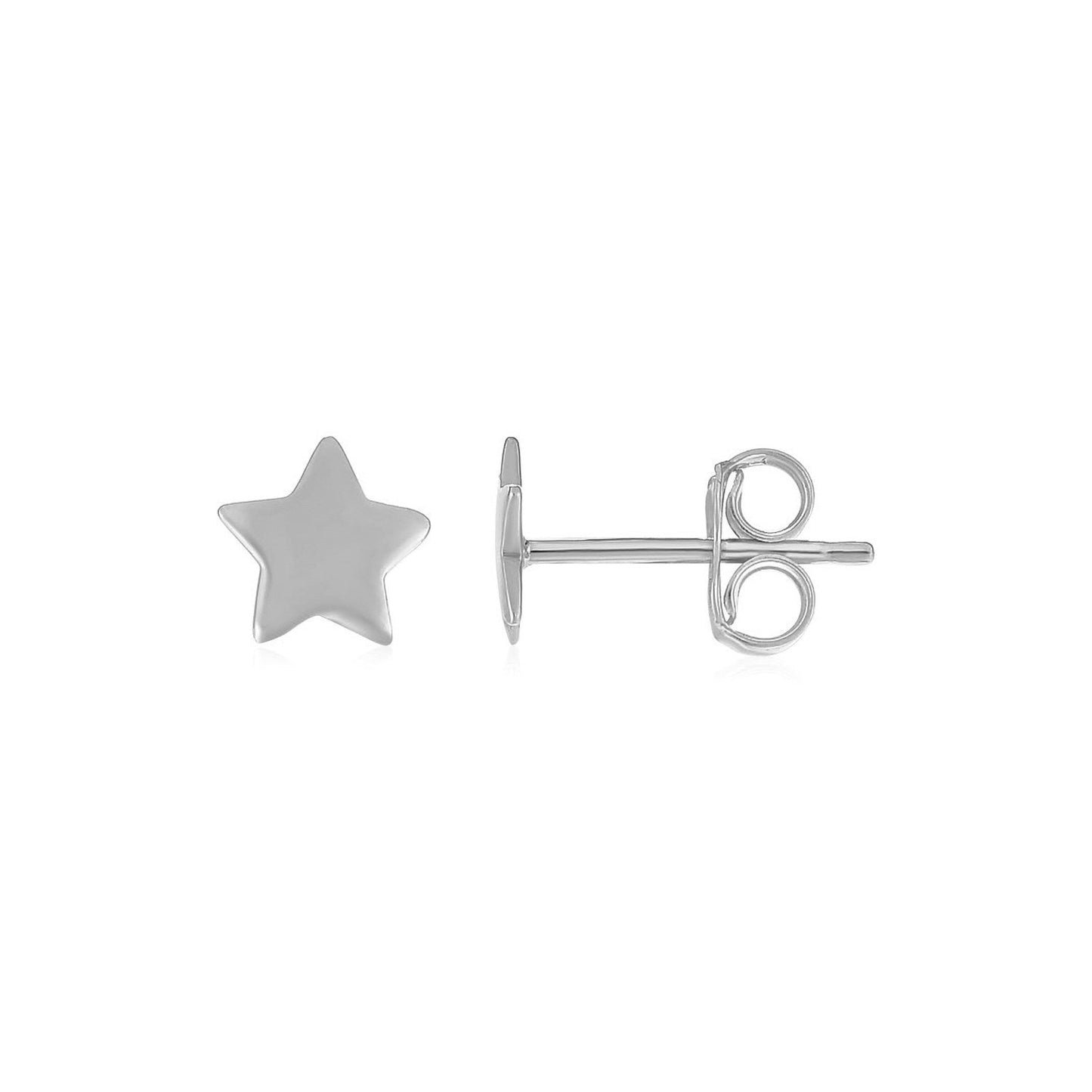 14k White Gold Post Earrings with Stars Bids.com