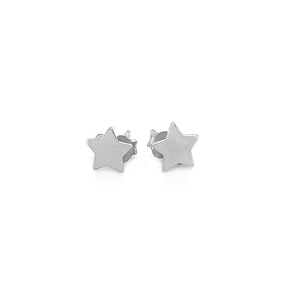 14k White Gold Post Earrings with Stars Bids.com