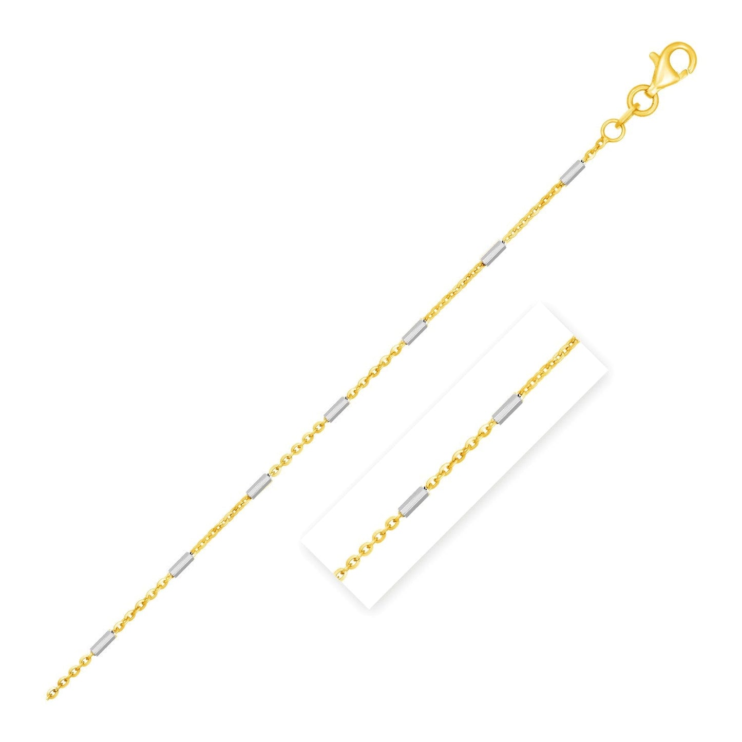 Bar Links Pendant Chain in 14k Two Tone Gold (1.4mm) Bids.com