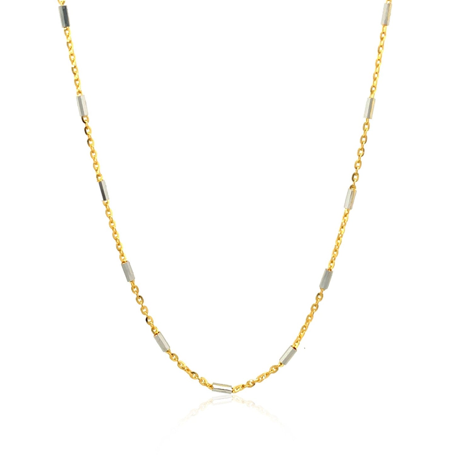 Bar Links Pendant Chain in 14k Two Tone Gold (1.4mm) Bids.com