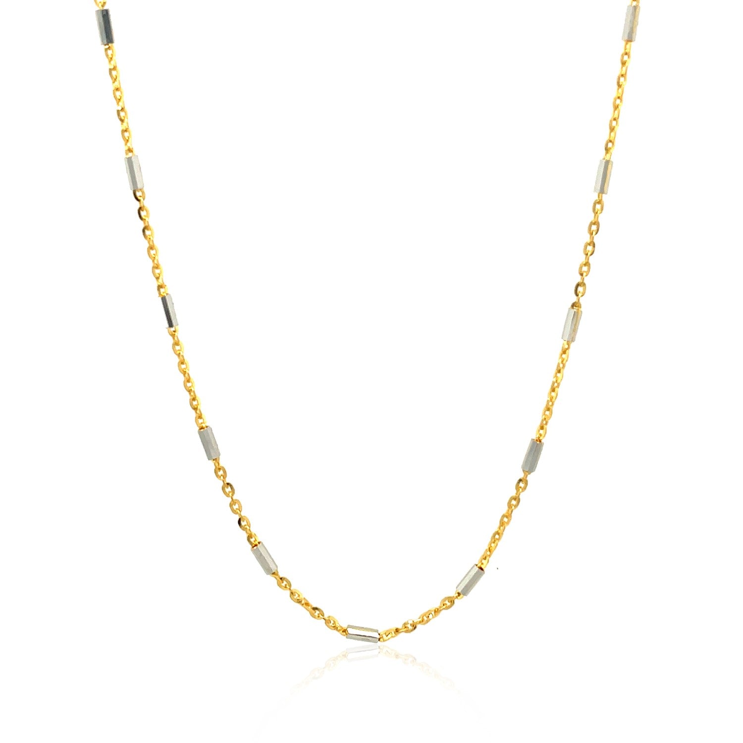 Bar Links Pendant Chain in 14k Two Tone Gold (1.4mm) Bids.com