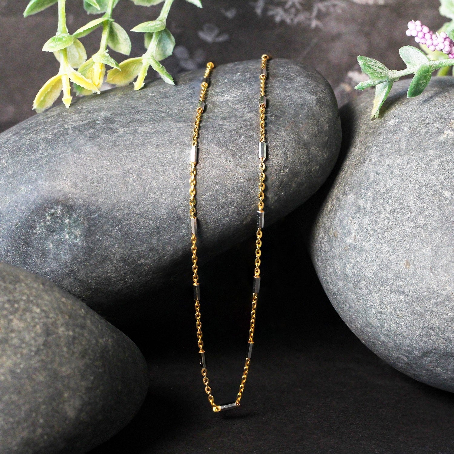 Bar Links Pendant Chain in 14k Two Tone Gold (1.4mm) Bids.com