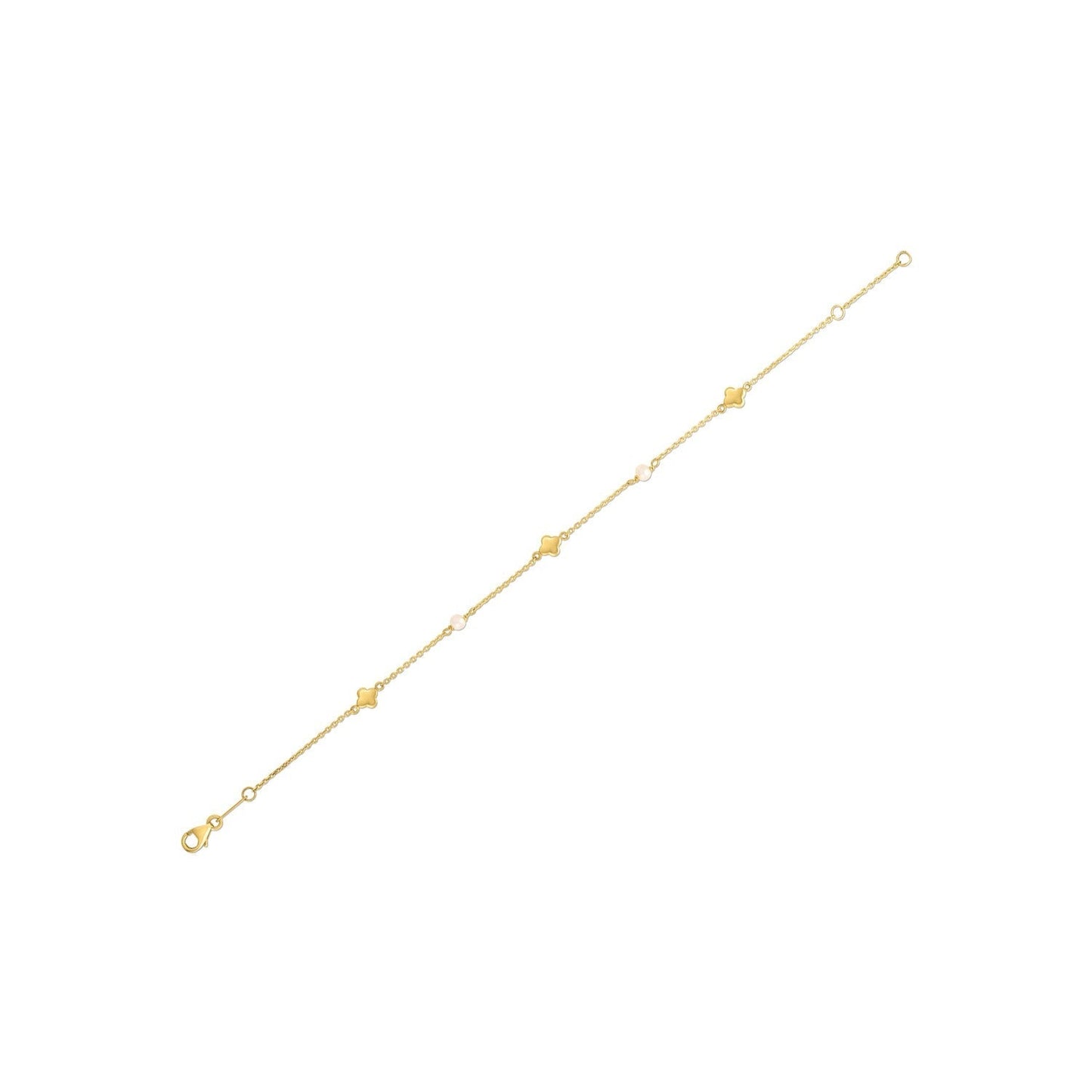 14k Yellow Gold Pearl Clover Bracelet Bids.com