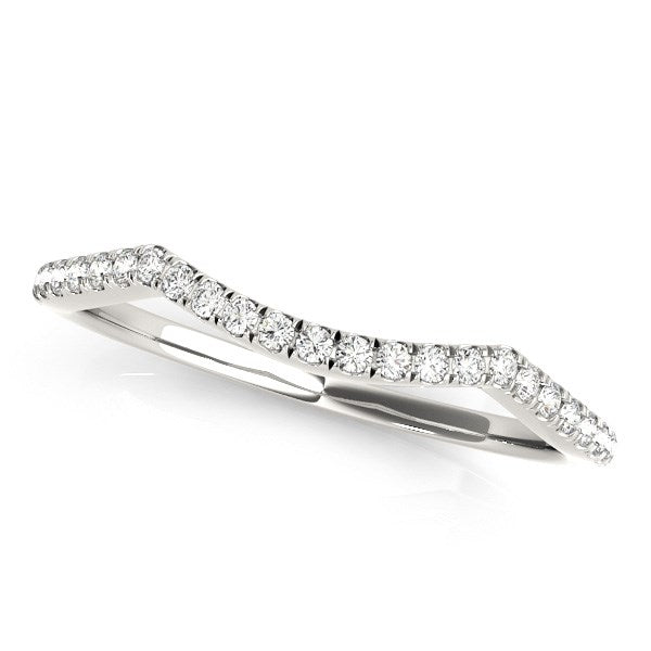 14k White Gold Diamond Pave Set Curved Wedding Band (1/8 cttw) Bids.com