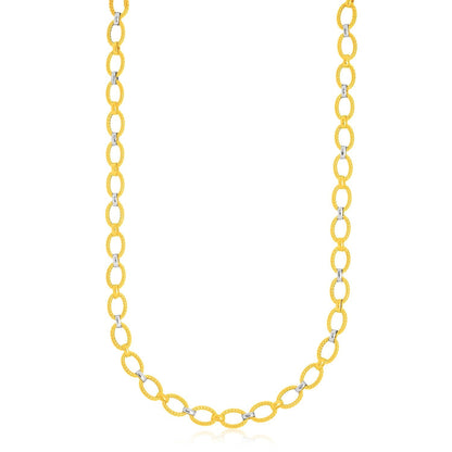 14k Two-Tone Gold Multi-Textured Oval Link Fancy Necklace Bids.com