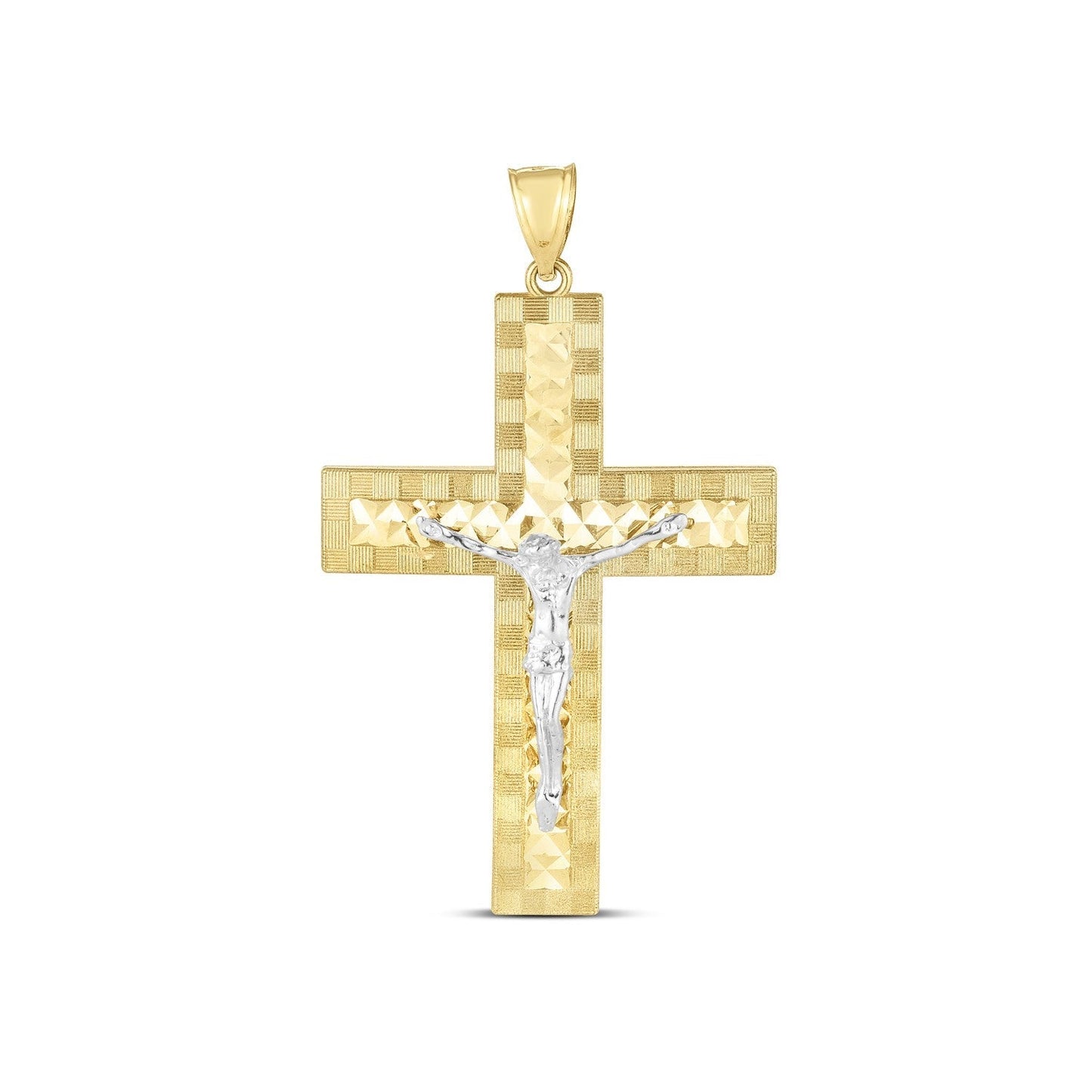 14k Two Tone Gold High Polish Diamond Cut Cross Pendant Bids.com