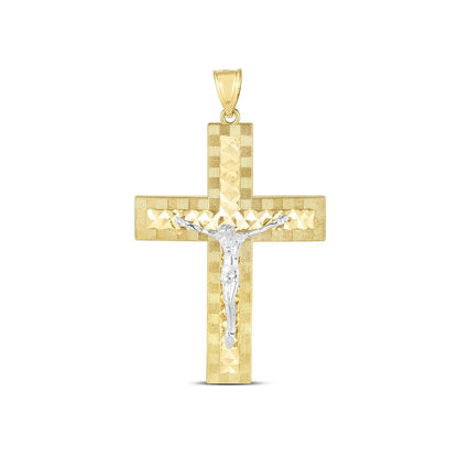14k Two Tone Gold High Polish Diamond Cut Cross Pendant Bids.com