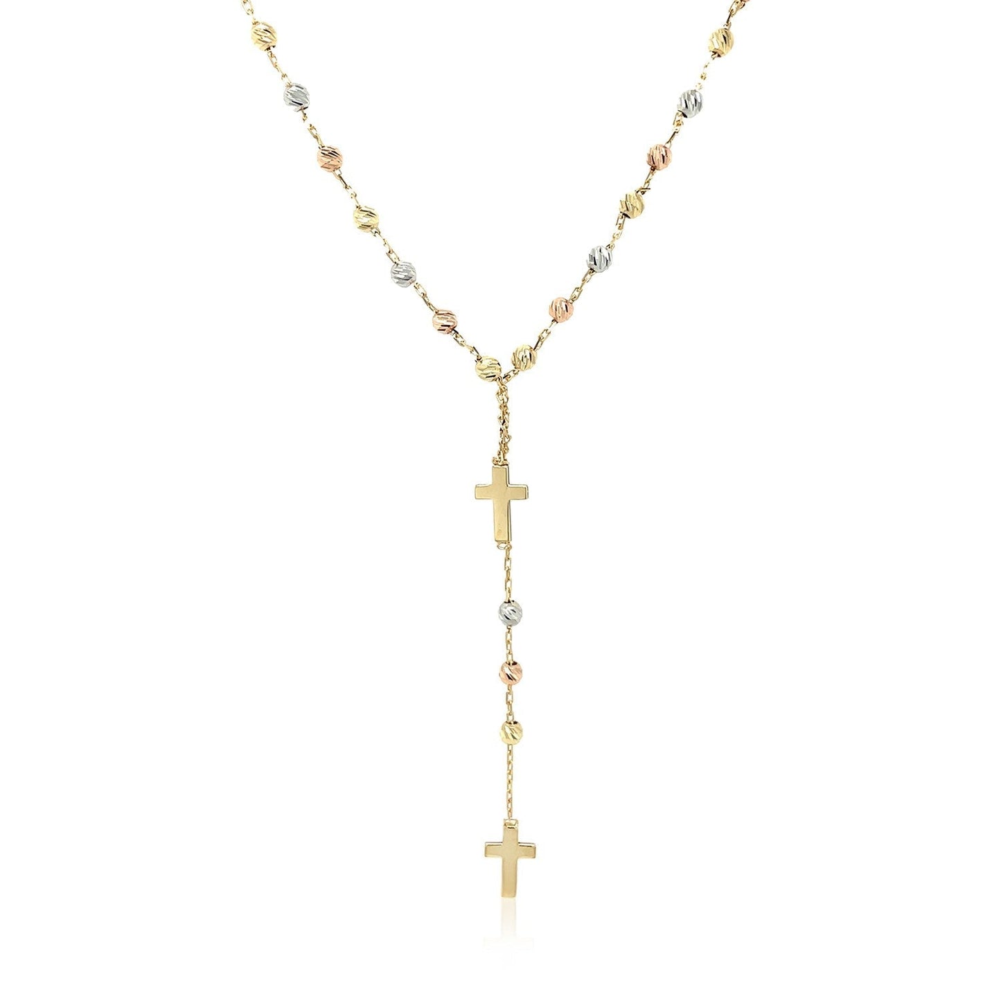 14k Tri-Color Gold Rosary Chain Necklace Bids.com