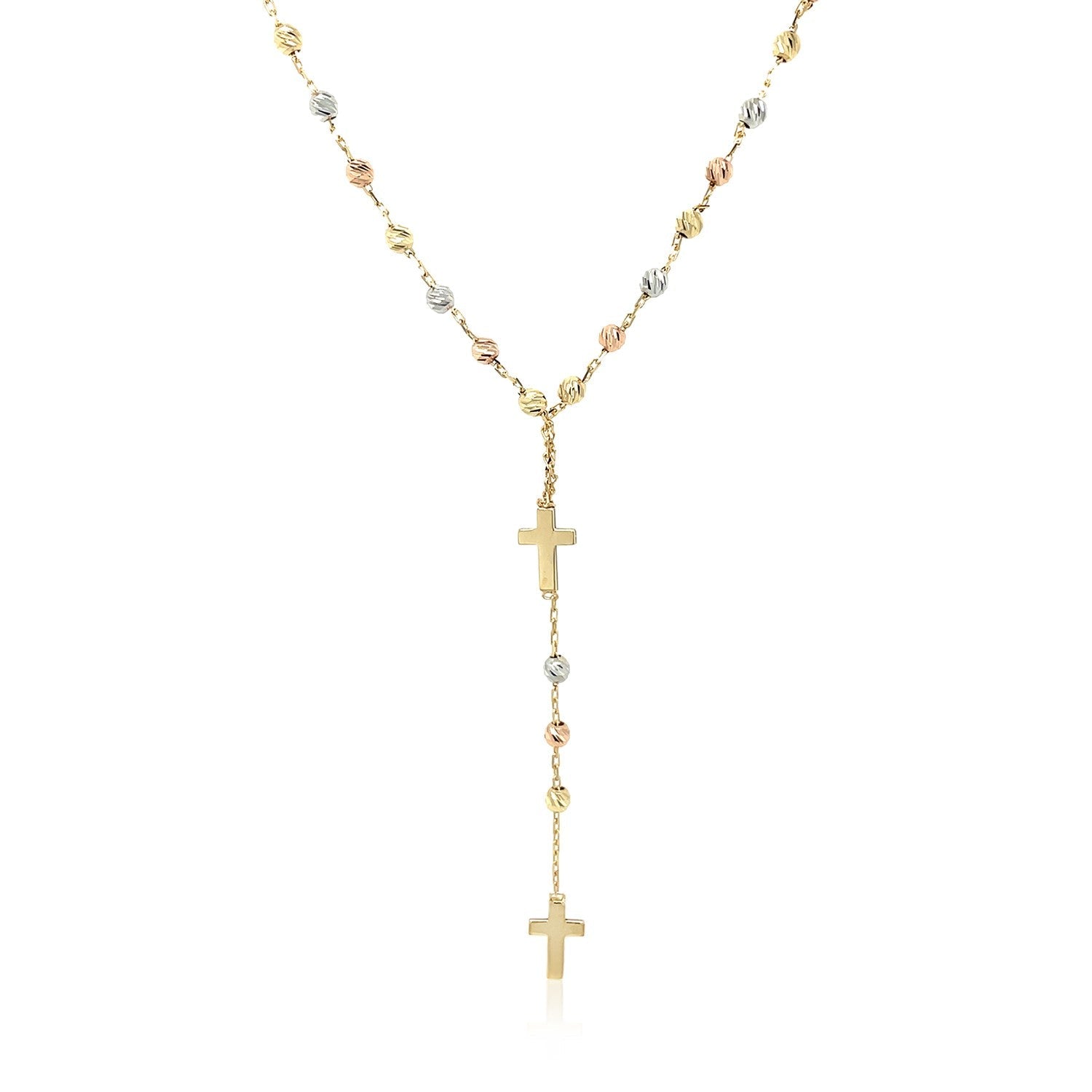14k Tri-Color Gold Rosary Chain Necklace Bids.com