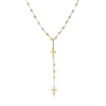 14k Tri-Color Gold Rosary Chain Necklace Bids.com