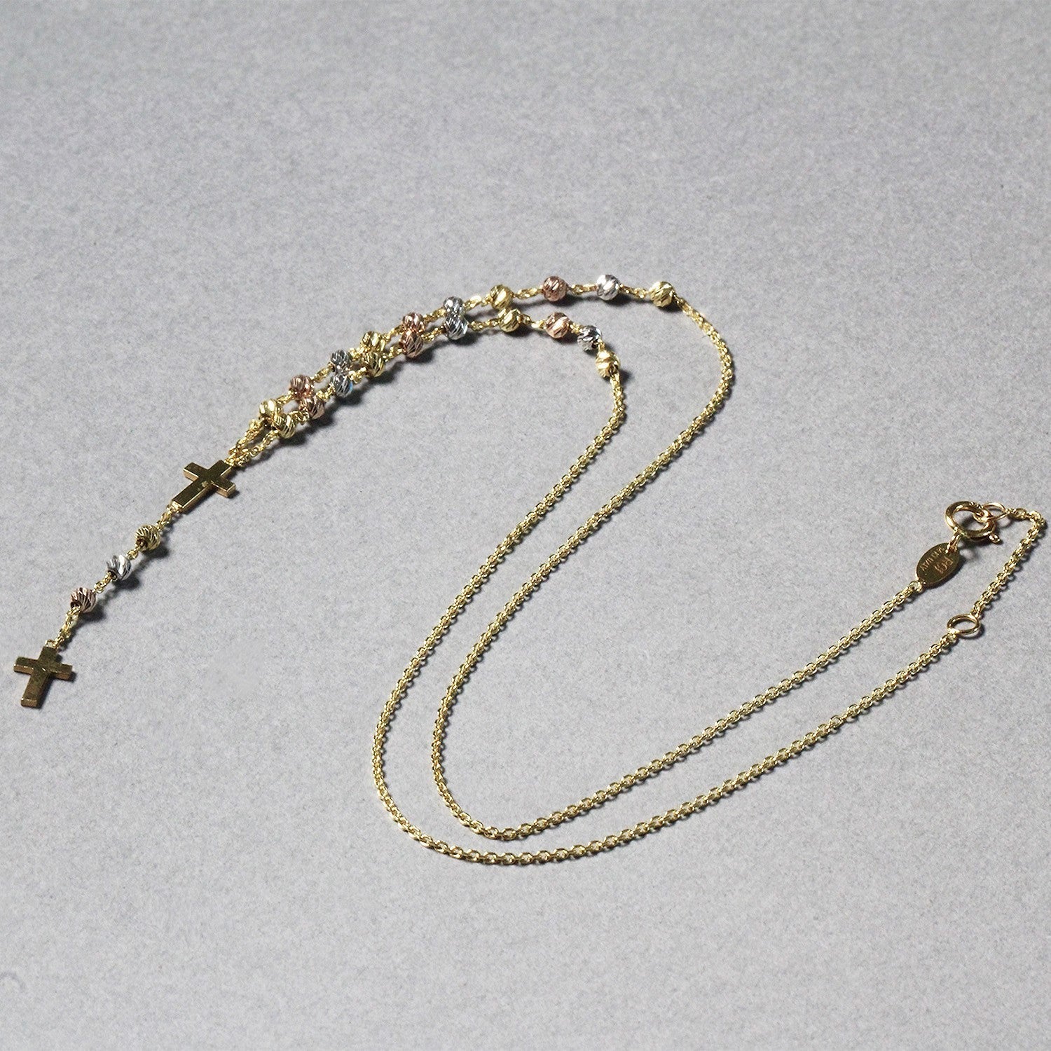 14k Tri-Color Gold Rosary Chain Necklace Bids.com