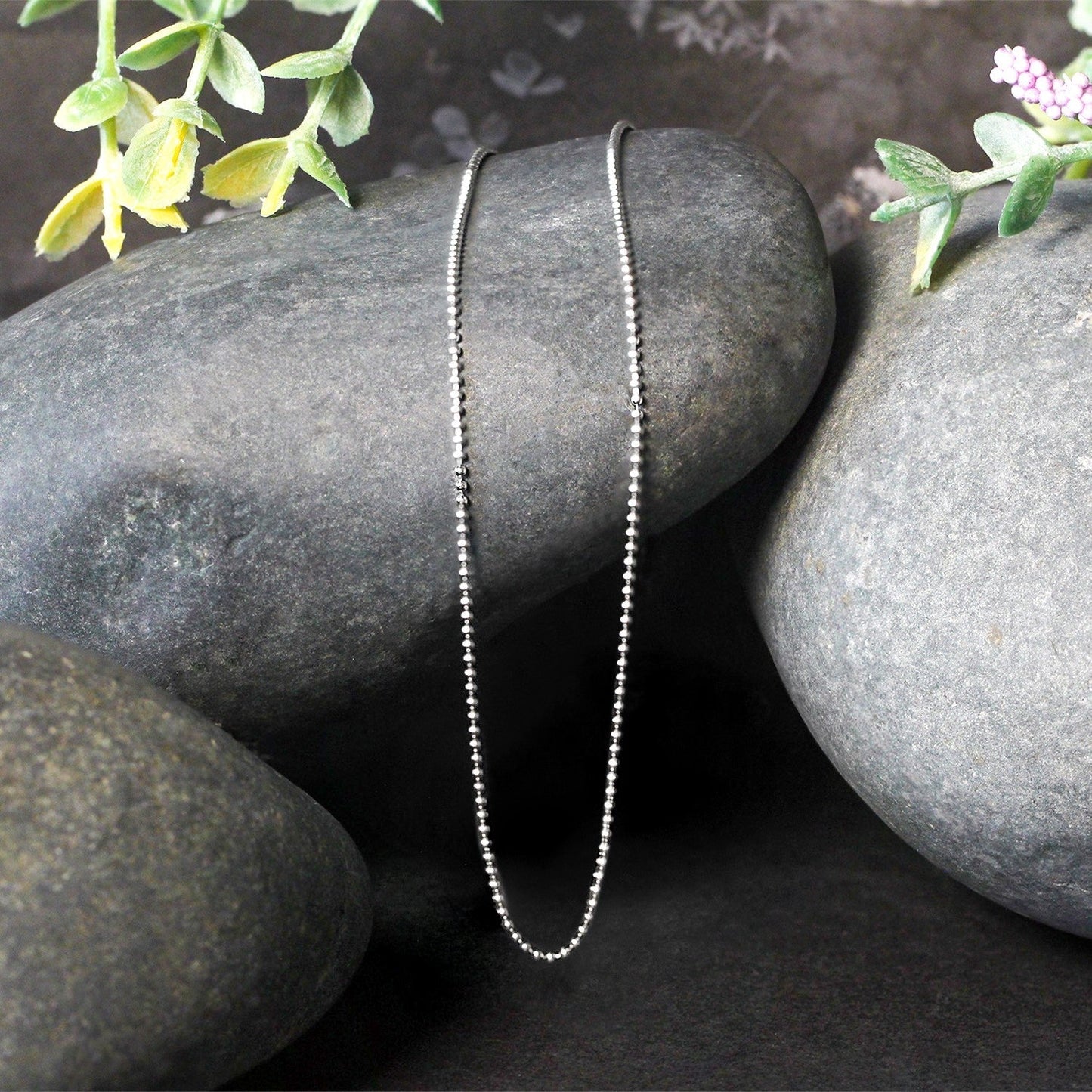 14k White Gold Bead Chain 1.0mm Bids.com