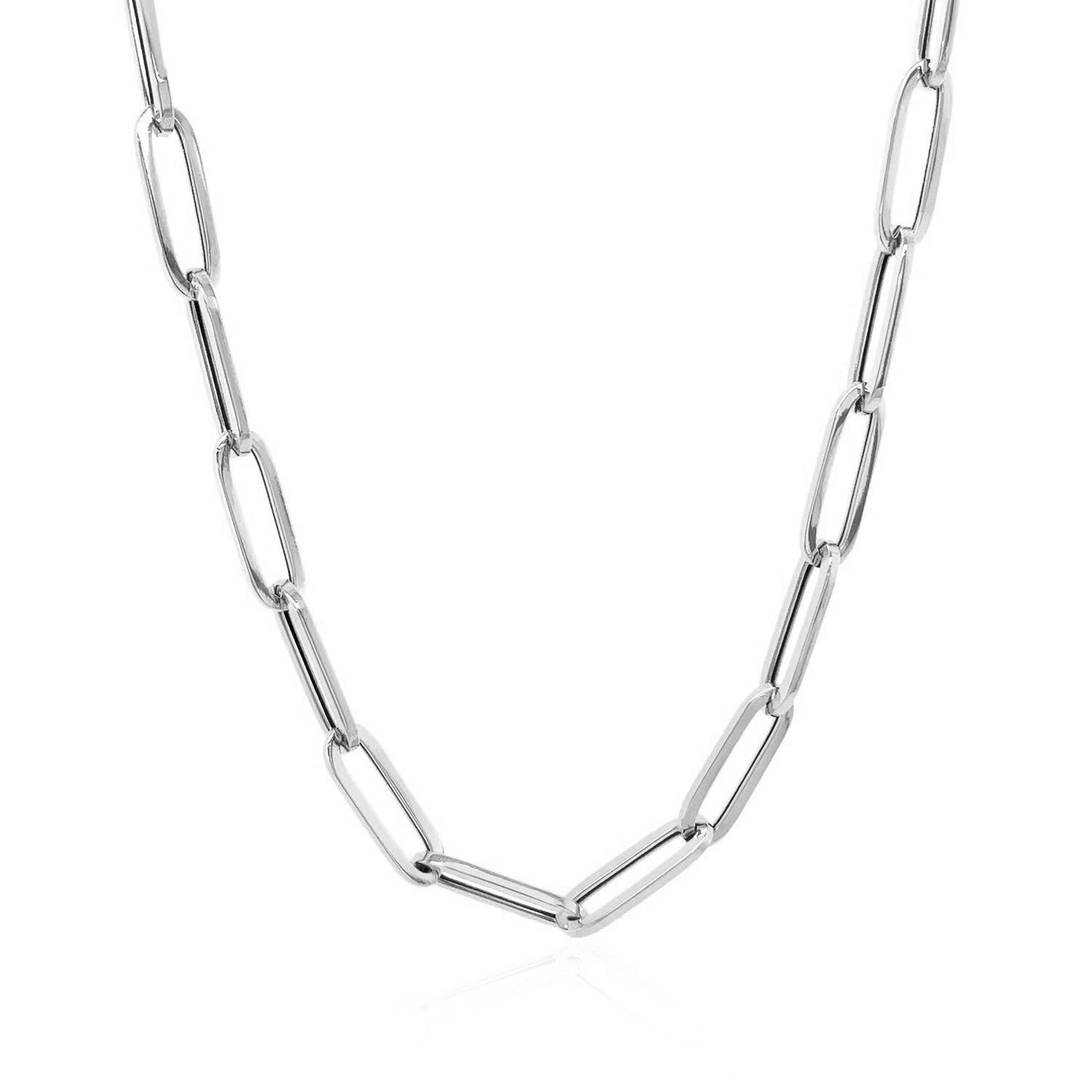14k White Gold Bold Paperclip Chain (4.2 mm) Bids.com