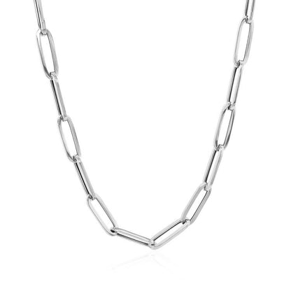 14k White Gold Bold Paperclip Chain (4.2 mm) Bids.com