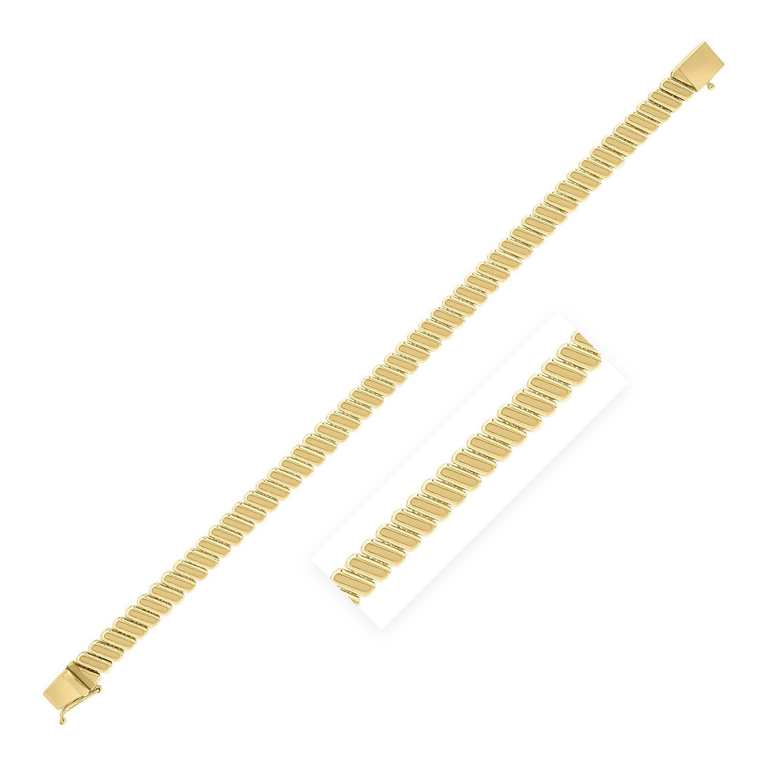 14k Yellow Gold Rib Link Bracelet (7.00 mm) Bids.com