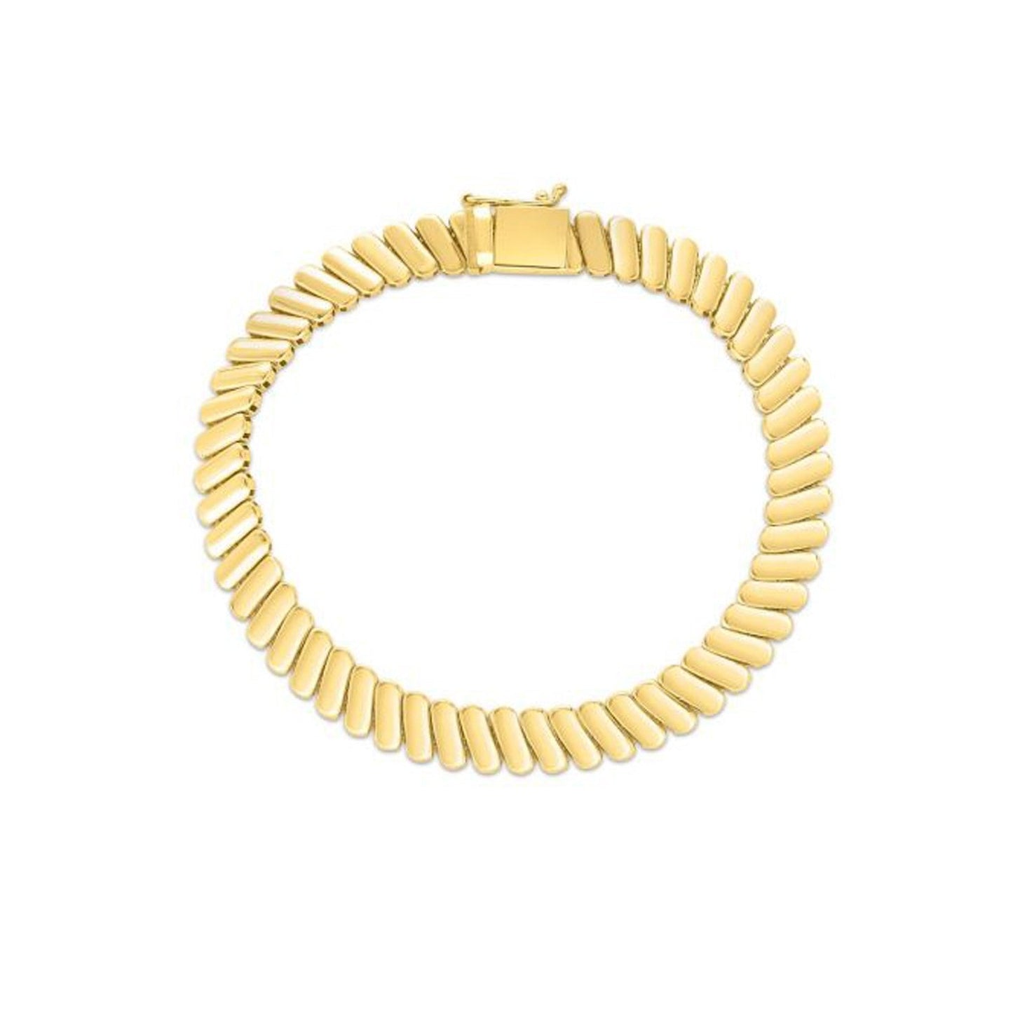 14k Yellow Gold Rib Link Bracelet (7.00 mm) Bids.com