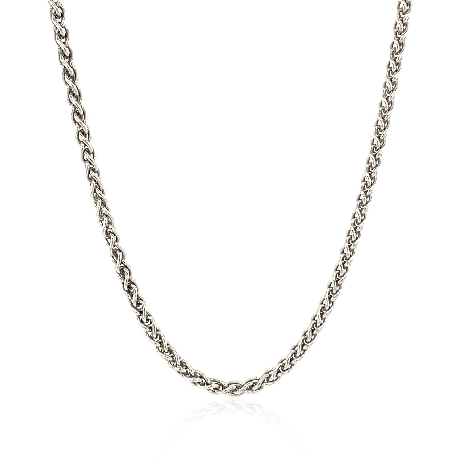 Sterling Silver Rhodium Plated Wheat Chain 2.6mm Bids.com