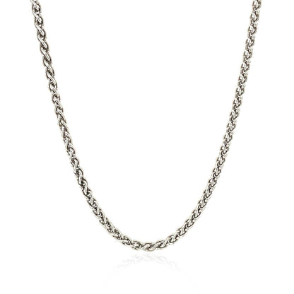 Sterling Silver Rhodium Plated Wheat Chain 2.6mm Bids.com