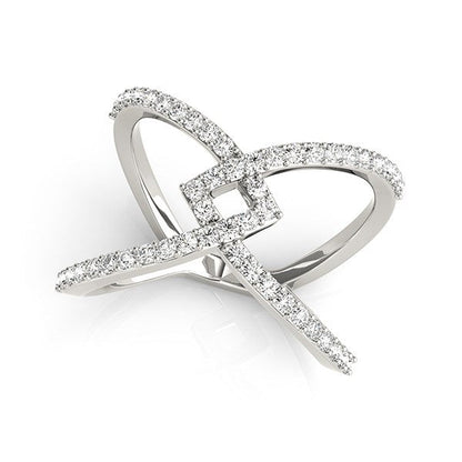14k White Gold Fancy Entwined Design Diamond Ring (1/2 cttw) Bids.com