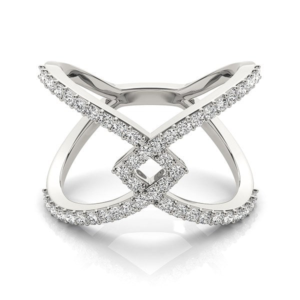 14k White Gold Fancy Entwined Design Diamond Ring (1/2 cttw) Bids.com