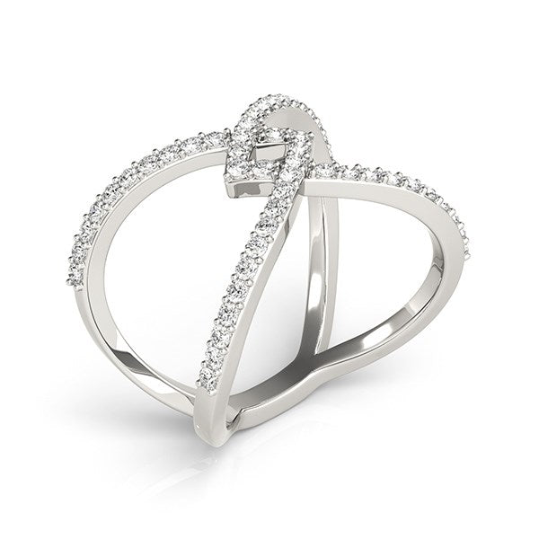 14k White Gold Fancy Entwined Design Diamond Ring (1/2 cttw) Bids.com
