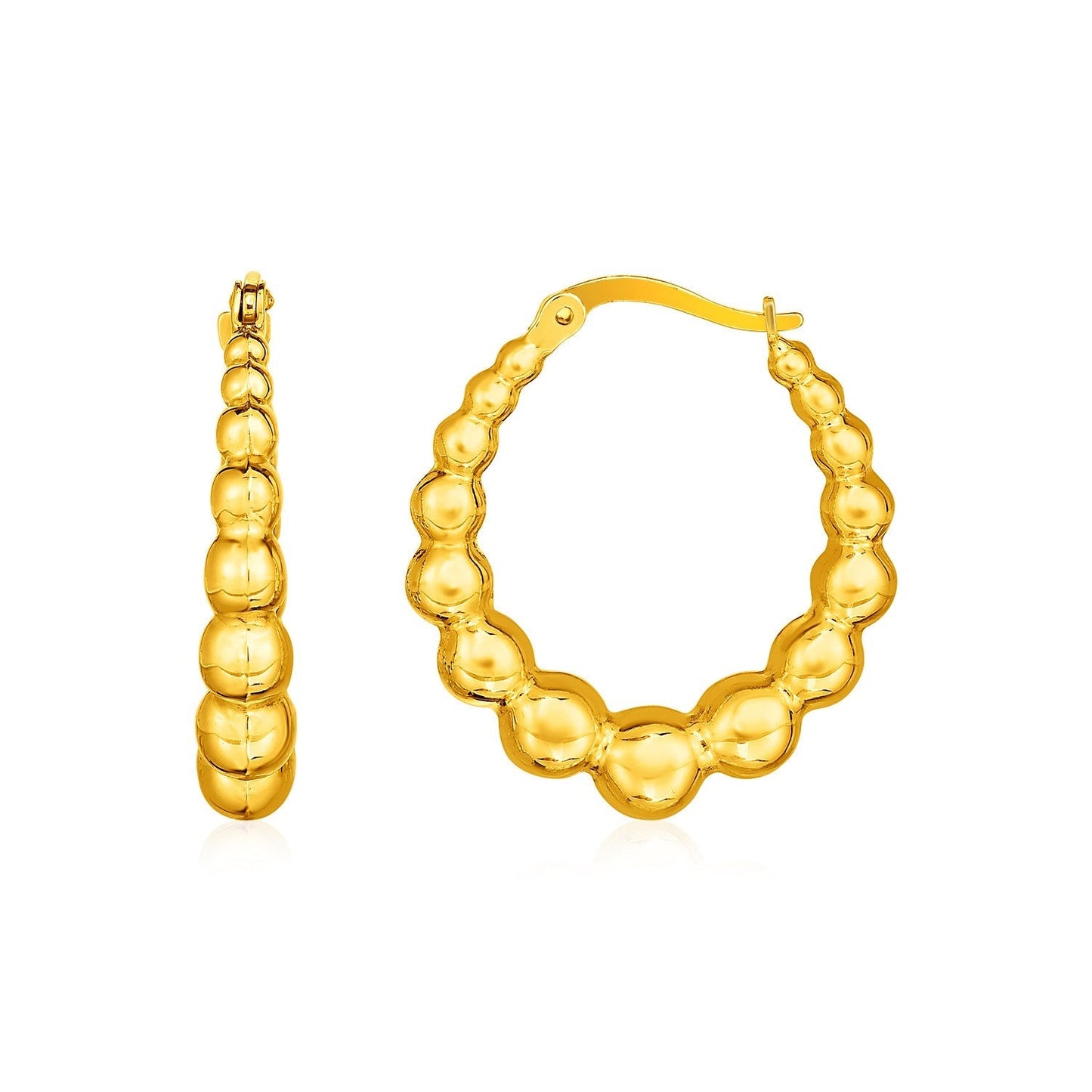 14k Yellow Gold Graduated Sphere Hoop Earrings Bids.com