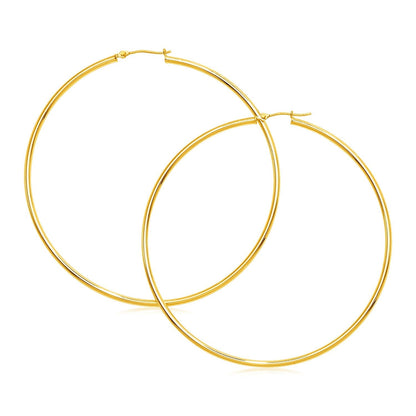 14k Yellow Gold Large Polished Hoop Earrings Bids.com