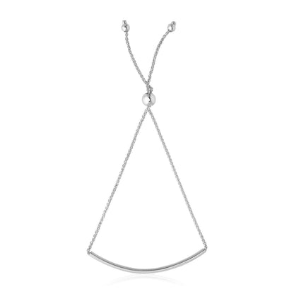 14k White Gold Smooth Curved Bar Lariat Design Bracelet Bids.com