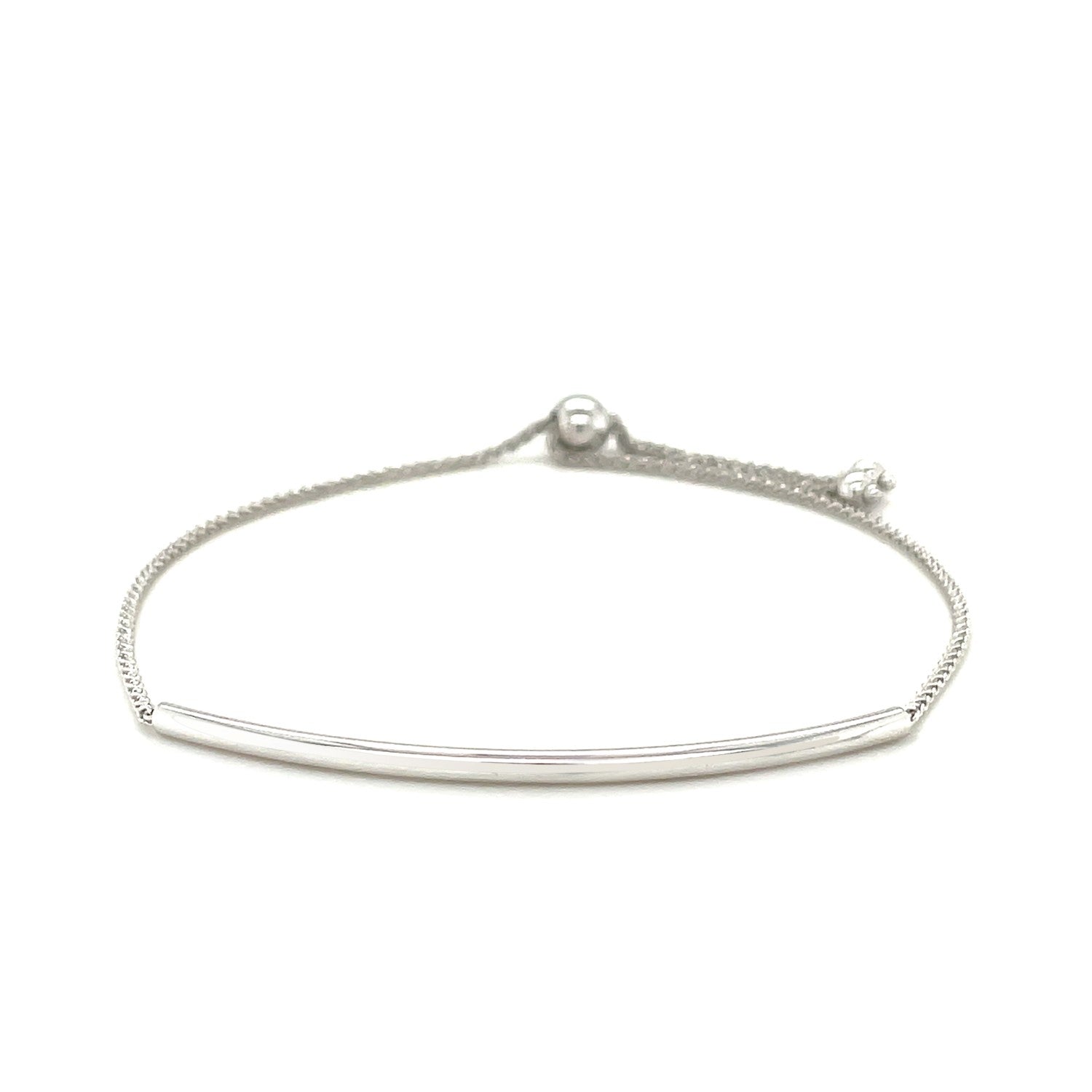 14k White Gold Smooth Curved Bar Lariat Design Bracelet Bids.com