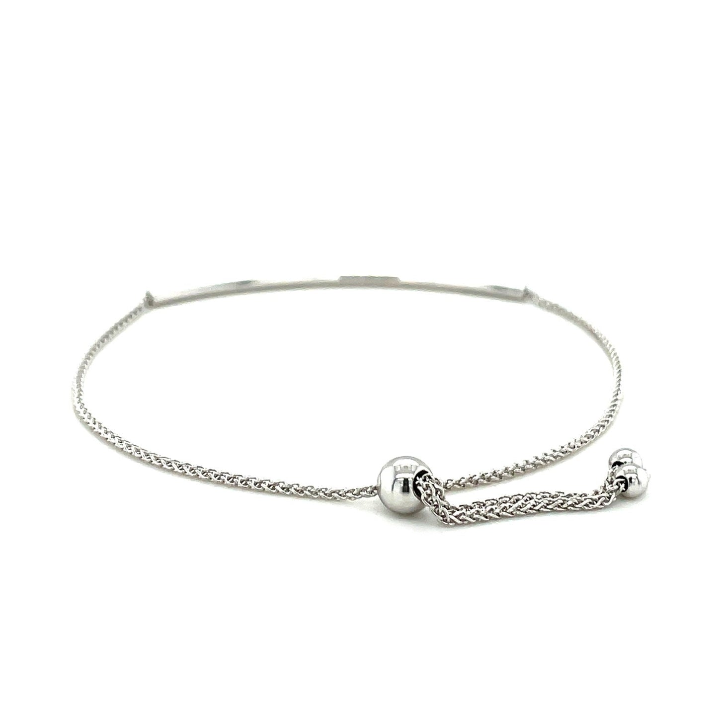 14k White Gold Smooth Curved Bar Lariat Design Bracelet Bids.com