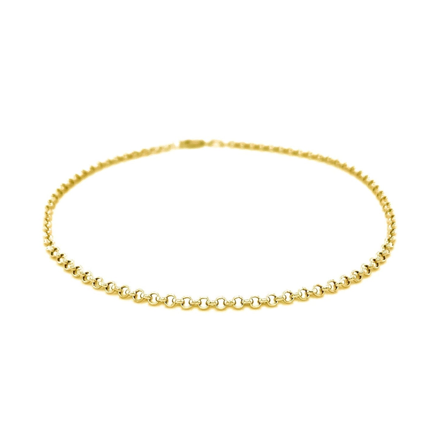 2.3mm 10k Yellow Gold Rolo Anklet Bids.com