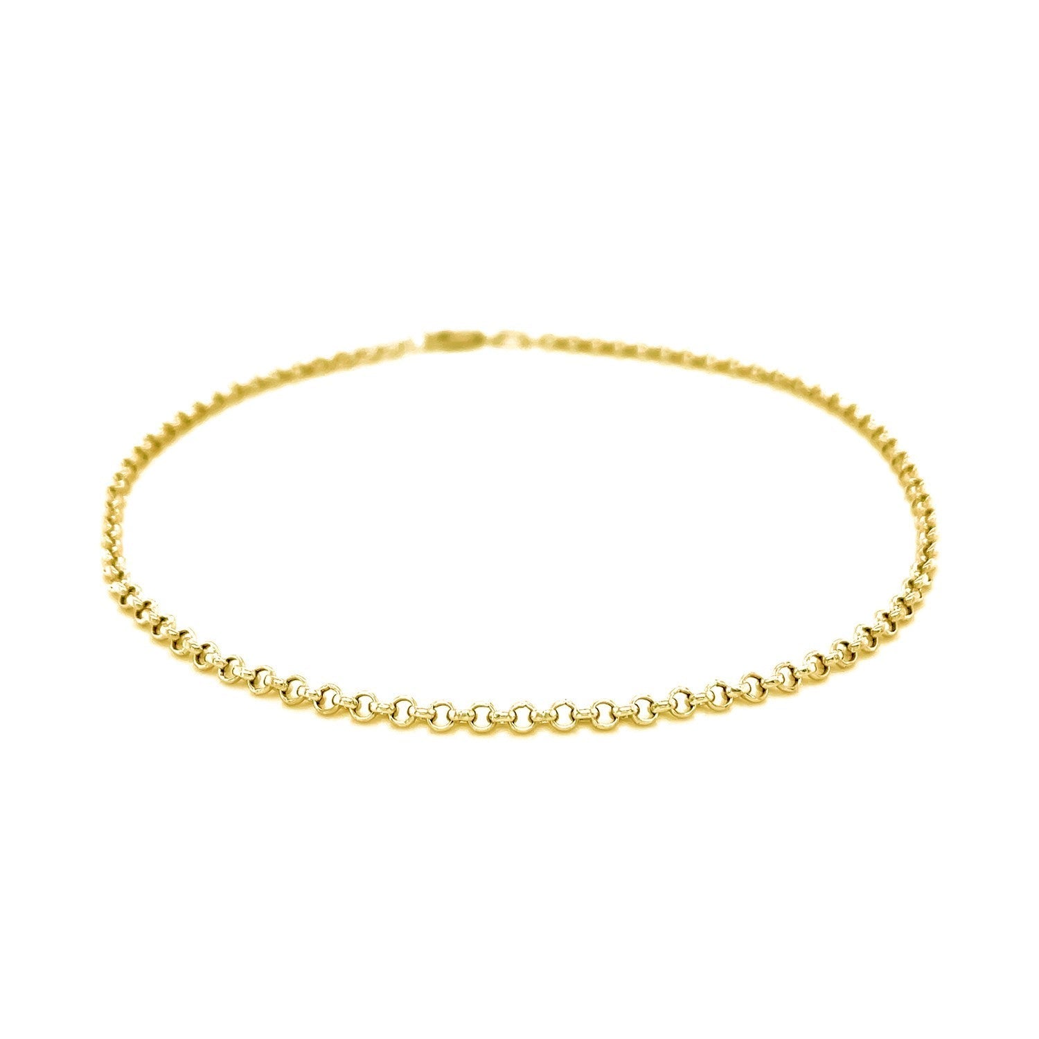 2.3mm 10k Yellow Gold Rolo Anklet Bids.com