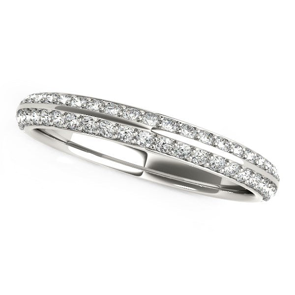 14k White Gold Two-Row Pave Set Diamond Wedding Band (1/4 cttw) Bids.com