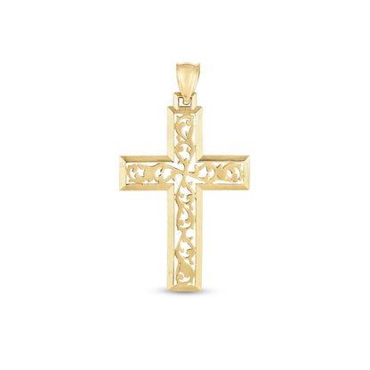 14k Yellow Gold High Polish Vine Cross Pendant Bids.com
