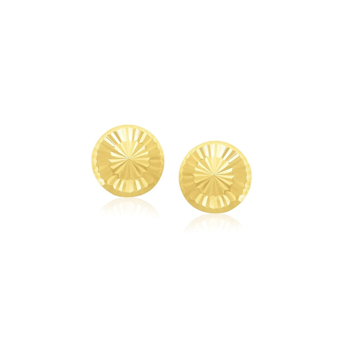 14k Yellow Gold Textured Flat Style Stud Earrings Bids.com