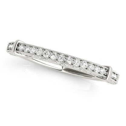 14k White Gold Bead Border Modern Wedding Band (1/8 cttw) Bids.com