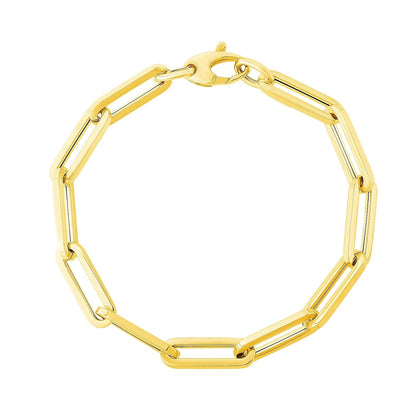 14K Yellow Gold Extra Wide Paperclip Chain Bracelet Bids.com