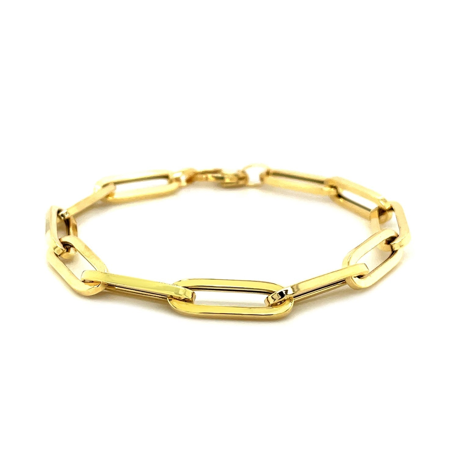 14K Yellow Gold Extra Wide Paperclip Chain Bracelet Bids.com