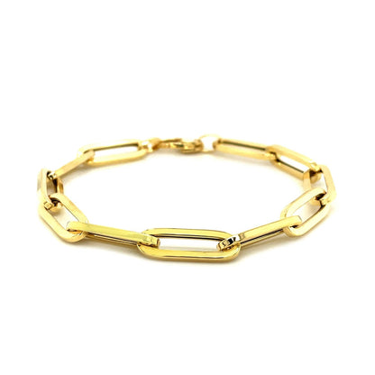 14K Yellow Gold Extra Wide Paperclip Chain Bracelet Bids.com