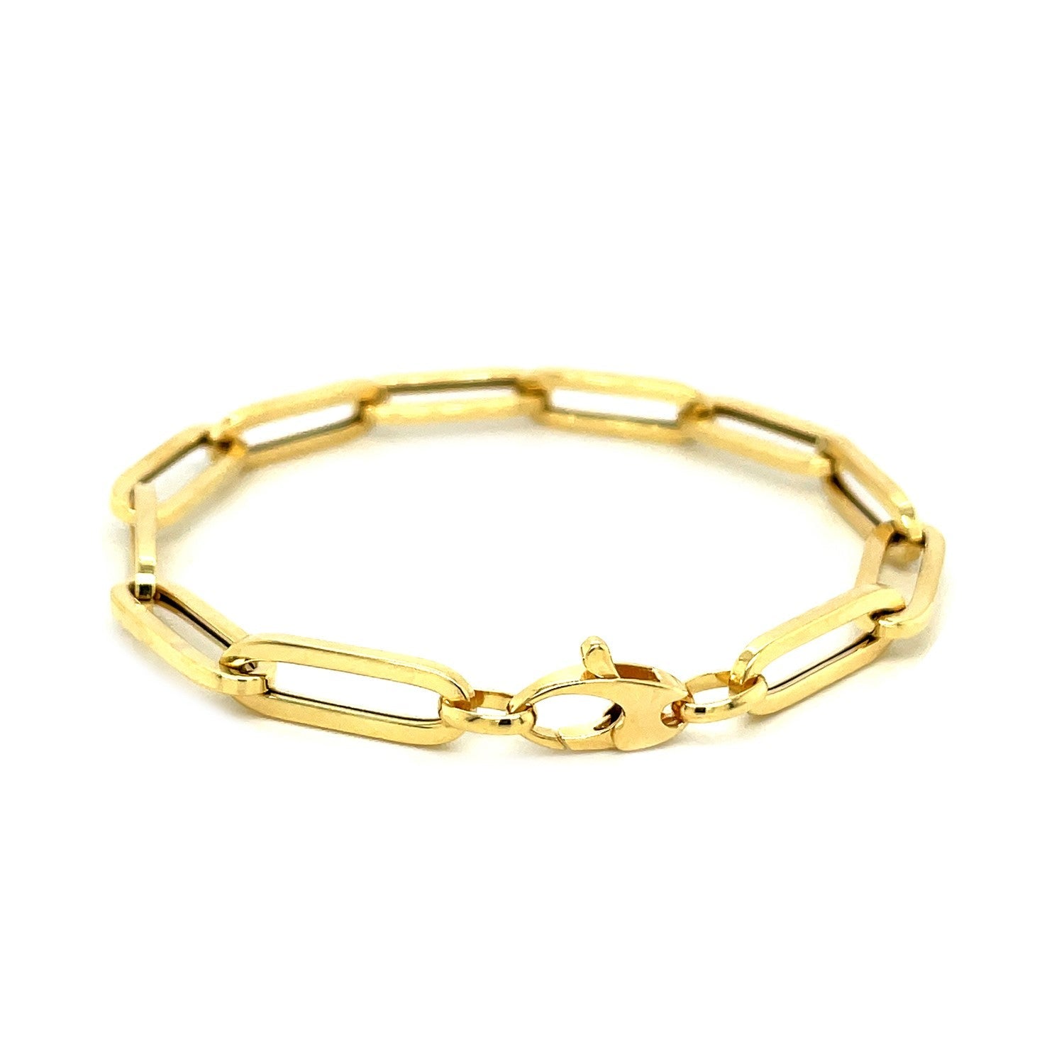 14K Yellow Gold Extra Wide Paperclip Chain Bracelet Bids.com