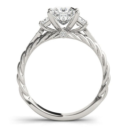 14k White Gold Princess Cut 3 Stone Antique Style Diamond Ring (1 1/8 cttw) Bids.com