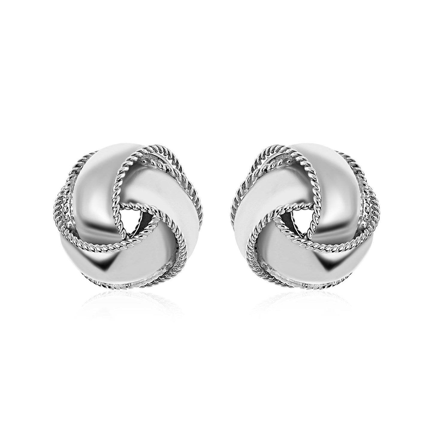 Textured and Polished Love Knot Earrings in Sterling Silver Bids.com