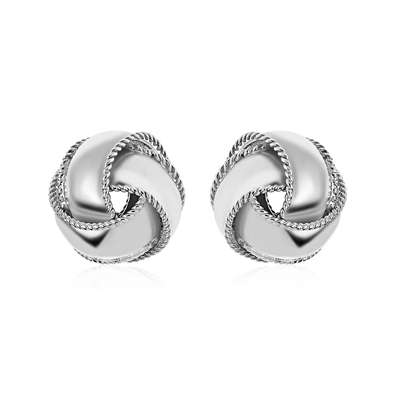 Textured and Polished Love Knot Earrings in Sterling Silver Bids.com