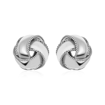 Textured and Polished Love Knot Earrings in Sterling Silver Bids.com