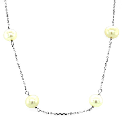 14k White Gold Necklace with White Pearls Bids.com