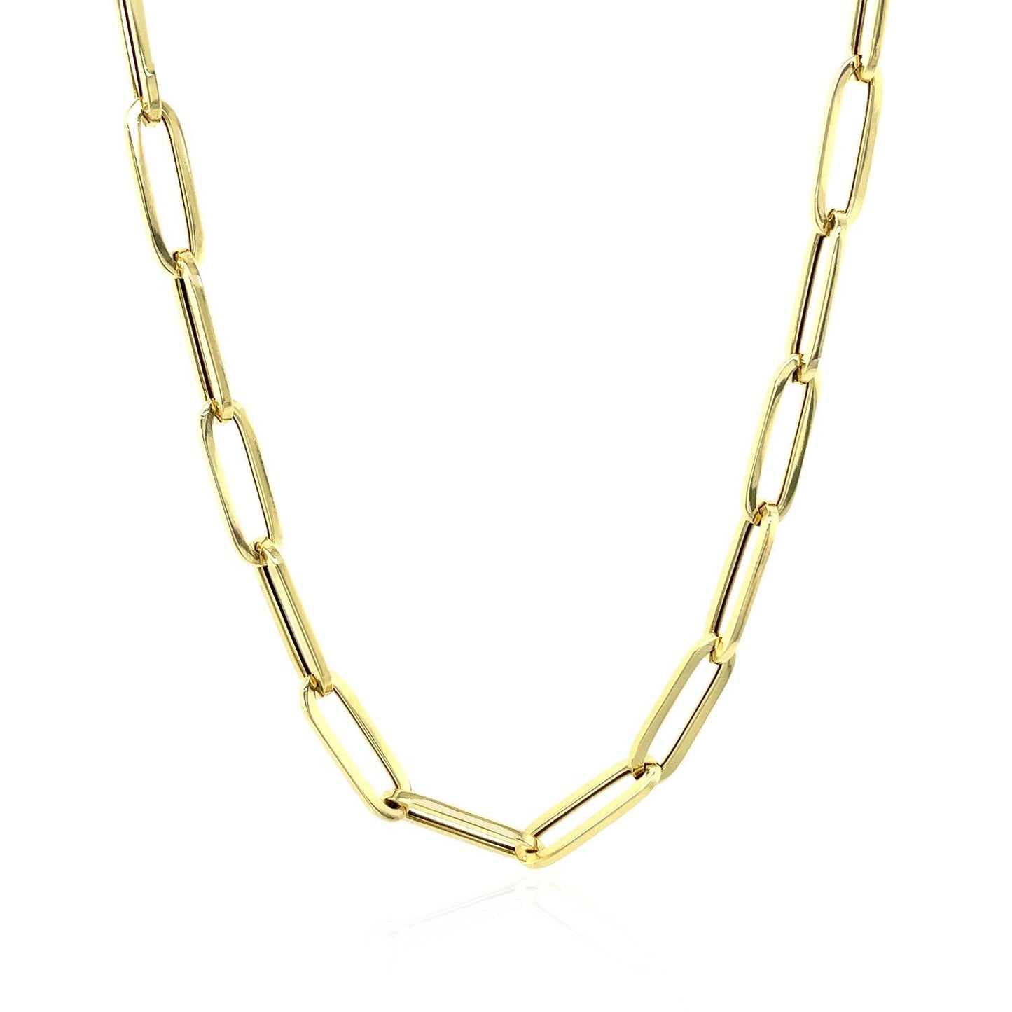 14K Yellow Gold Bold Paperclip Chain (4.2 mm) Bids.com