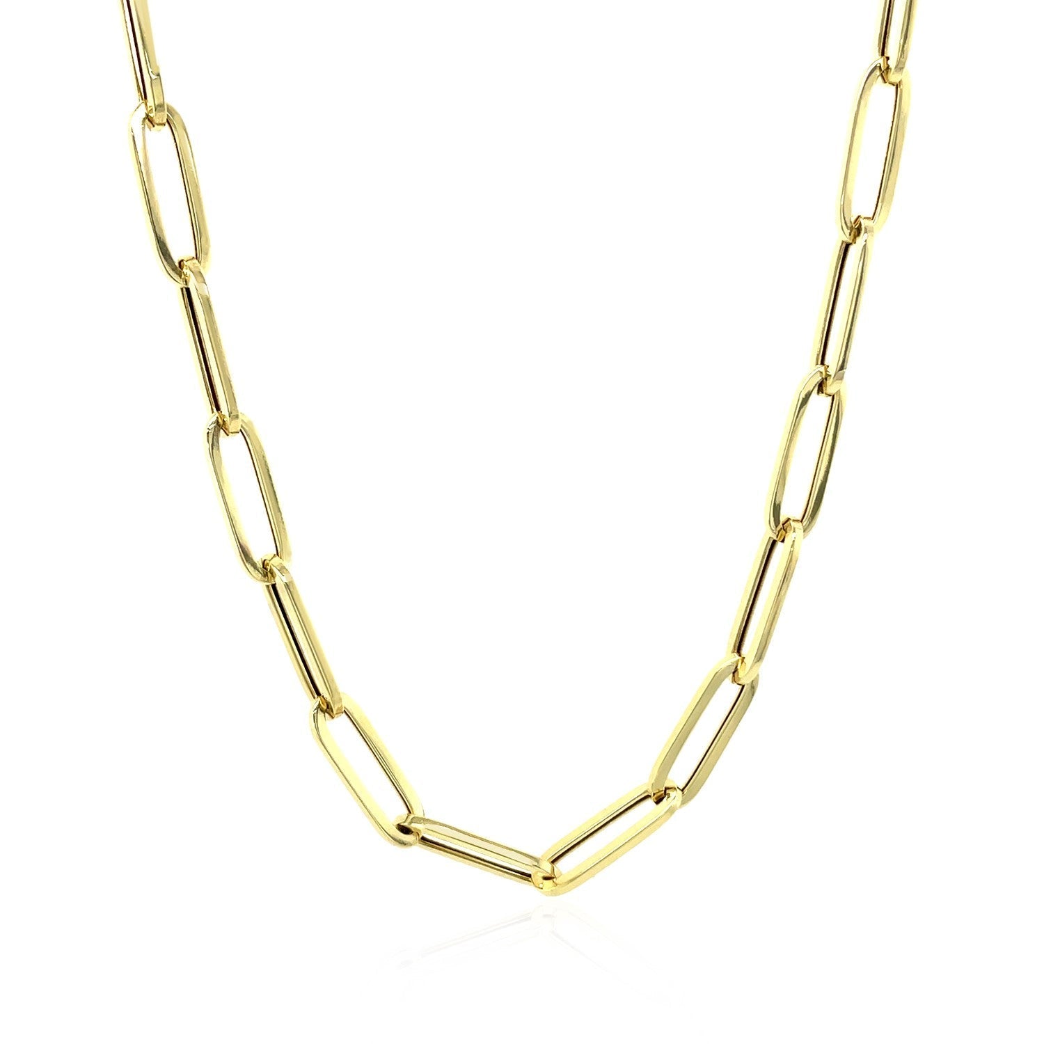 14K Yellow Gold Bold Paperclip Chain (4.2 mm) Bids.com