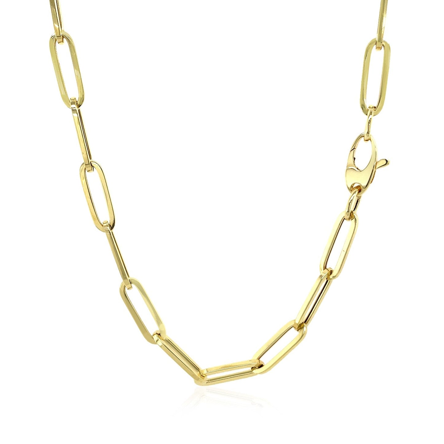 14K Yellow Gold Bold Paperclip Chain (4.2 mm) Bids.com