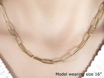 14K Yellow Gold Bold Paperclip Chain (4.2 mm) Bids.com