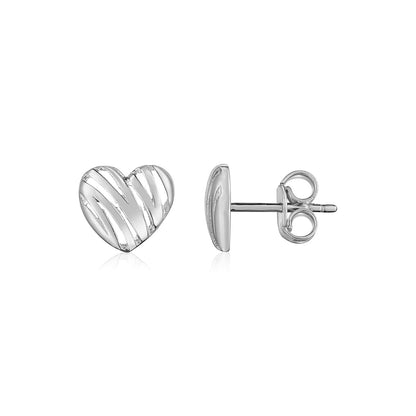 14K White Gold High Polish Scribble Heart Stud Earrings Bids.com
